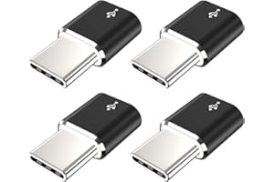 JXMOX USB Type C Adapter (4-Pack), Micro USB Female to USB C Male Fast Charging Connector for Samsung Galaxy S20 S10 S9 S8 Plus,Note 9 8,A10 A20 A51,LG V35 V30 G7 G6,USB C Charger (Black)