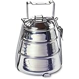 Rome 2664 Stainless Steel 3-Tier Belly Tiffin Food Carrier, 5.5 by 8.5-Inch