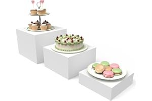 Laumffon Buffet Risers, Food Risers for Buffet Table, Display Stand Shelf for Catering Dessert Collectibles Jewelry Figures Show, Acrylic Cube Display Nesting Risers with Hollow Bottoms, 6,7,8'', 3