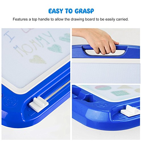 Magnetic Drawing Board, Doodle Toy Big Magnetic Erasable Magna, Writing Sketching Pad, Assorted Colors Writing Painting Sketching Pad Board for Toddler Boy Girl Kids Blue