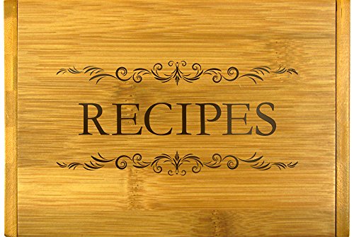 Recipe Box with RECIPES Printed on Lid Bamboo by Cookbook People