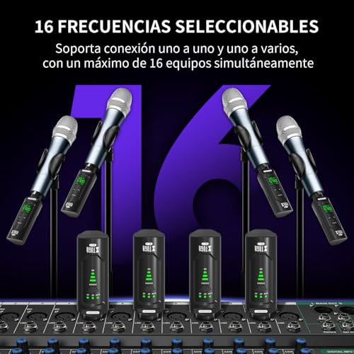 XTUGA UHF Sistema de Micrófono Inalámbrico XLR Transmisor y Receptor Receptor transmisor XLR inalámbrico con alimentación Fantasma de 48V para micrófonos dinámicos/de Condensador SF-1