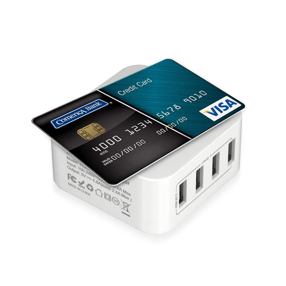 24W 4 Port USB Wall Charger with Foldable Plug for iPhone Xs/XS Max/XR/X/8/7/6/Plus, iPad Pro/Air 2, Galaxy/Note, LG, Nexus