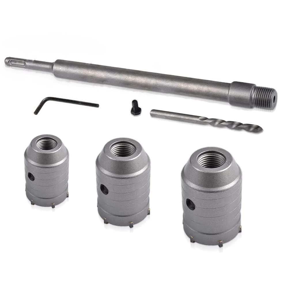 350MM Connecting Rod Wall Hole Saw, Concrete Cement Tungsten Carbide Drill Bit with 30/40/50MM, High Strength, Stability, Fast Drilling for Air Conditioners, Washing Machines Pipe Punching Etc.