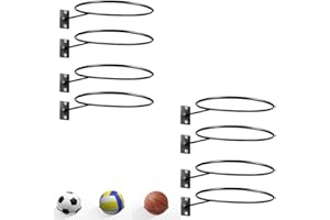 Armastuse 8 Pcs Metal Ball Holder Wall Mount, Metal Ball Holder Black Ball Rack Holder for Soccer Basketball Volleyball Rugby