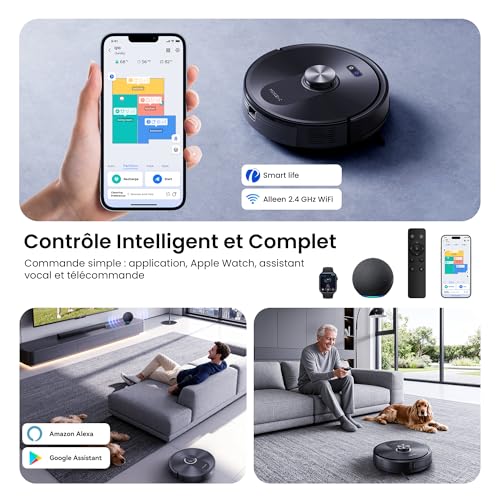 Proscenic Robot Vacuum Cleaner Washer, 10000Pa 200 Mins Robot Vacuum Cleaner with Mop, Navigation Lidar, Multi-Stage Mapping, Obstacle Avoidance, Silent, for Animal Hair Carpets Hard Floors