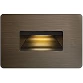 Hinkley Landscape Lighting Luna 15508MZ Horizontal 12v Step Light, Low-Voltage, 2700K, Fits Standard Gang Junction Box, Integ