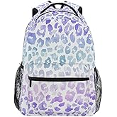 MNSRUU Student Travel School Backpack Leopard Purple Cheetah Tie Dye College Laptop Backpack for Women Bookbags for Adult Teen