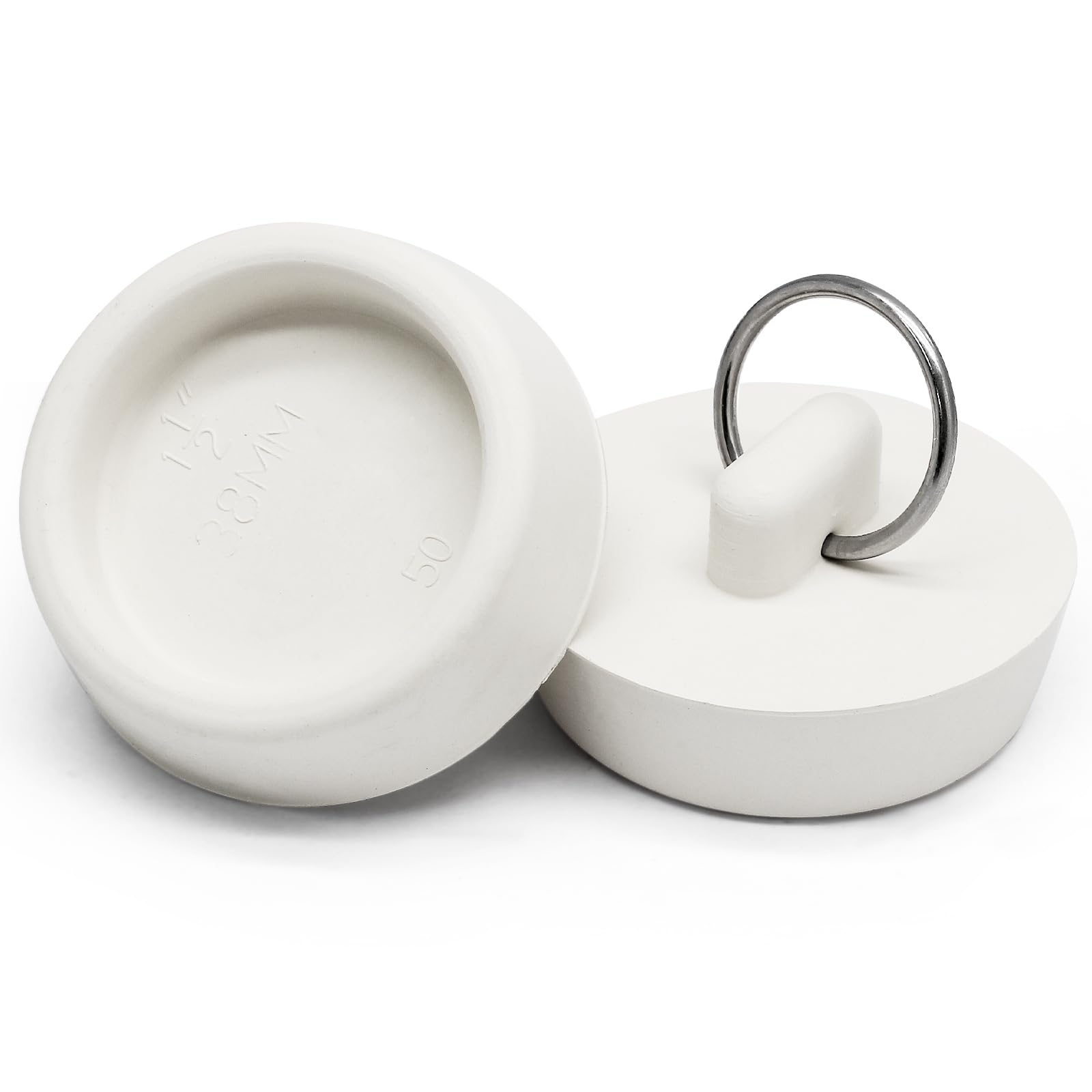 Photo 1 of Cionyce 2 PCS 1-1/2 Inch Rubber Drain Stopper with Hanging Ring, White Tub Drain Stopper, Sink Stopper Drain Plug, Rubber Sink Plug for Bathroom, Bathtub, Sewers and Kitchen