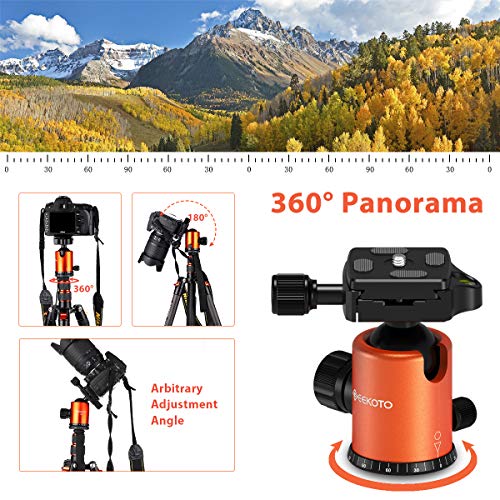 GEEKOTO 79 inches Carbon Fiber Camera Tripod Monopod with 360 Degree