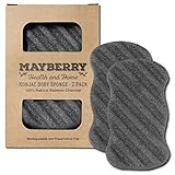 Konjac Exfoliating Sponge with Bamboo Charcoal – 2 Pack - 100% Natural Charcoal Body Sponge for Improving Skin's Look and Feel - Full Body Charcoal Sponge with Attached String for Hanging to Dry (2)