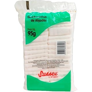 SUSSEX - Algodão Quadrado Hidrofilo, com 20 quadradinhos, 95G