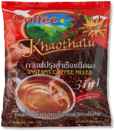 Khaothalu Instant 3 in 1 Coffee Non-dairy Creamer and Sugar Mixed Original Formula 1, 560g. (20g.x28 Sachets)