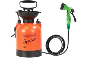 CLICIC 0.75 Gallon Pressure Sprayer with 7 Spray Modes, Camping Shower with Removable Hose and Shower Head for Camping Outdoor Traveling Hiking and Pet Bath