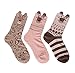 ProEtrade Women Soft Cute Leopard Pattern Casual Cartoon Socks - 3 Pairs
