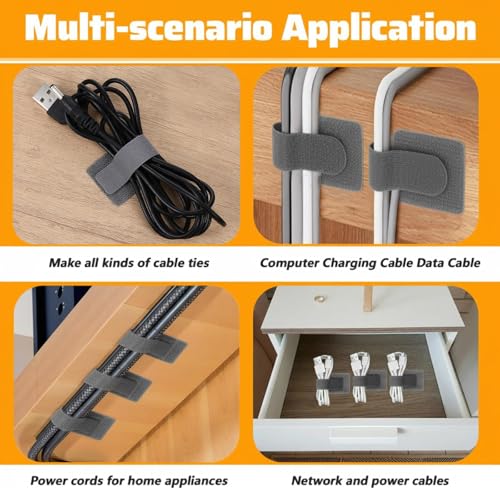 50 PCS Reusable Cable Ties, Self Adhesive Cable Ties, Cable Tidy Management, Reusable Wire Organizers for Cords Hooks for Outdoor String Lights Light Clips