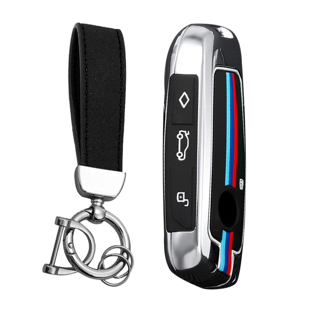 KUNIO Car Key Fob Cover fit for BMW X7 G07 2023 740Li Energy 7 Series Ix XM I7 X7 2023 Key Case Metal Cover Key Protection Key Chain B Silver