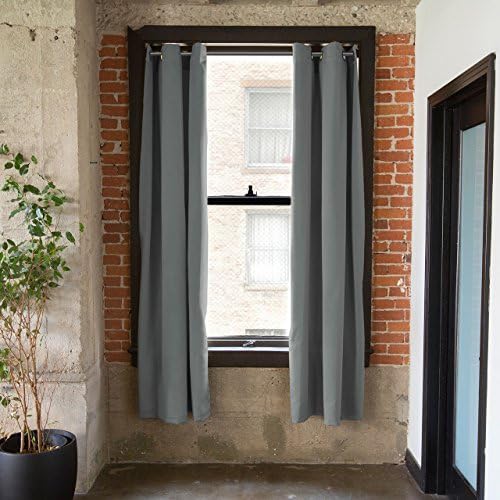 CurtainKitsNow Premium Heavyweight Tension Rod Curtain Kit - Medium A, Includes Two Gray 63" x 50" Wide Panels &amp; One 50" - 80" Tension Rod)
