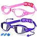 COOLOO Swim Goggles Men, 2 Pack Swimming Goggles for Women Kids Adult Anti-Fog, Pink & Sapphire