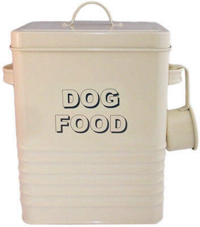 Lesser & Pavey Sweet Home Cream Dog Food Storage Tin with Scoop, Steel Small - Image 4