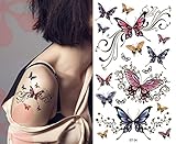 Sexy Lower Back, Shoulder, Neck, Arm Temporary Tattoos - Elegant Butterflies Tattoo
