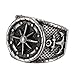 316L Men's Stainless Steel Black Silver Vintage Anchor Nautical Compass Ring (11)