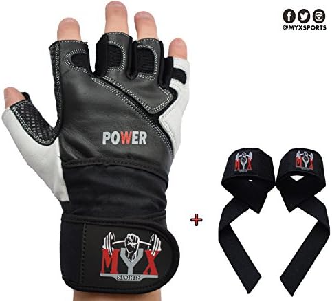 New MYX Ventilated WorkOut Gloves With Built-In Wrist Wraps Perfect For Cross Training, Fitness,GYM, WODs &amp; WeightLifting Suits For Men &amp; Women + Lifting Wrist Straps as GIFT (Medium)