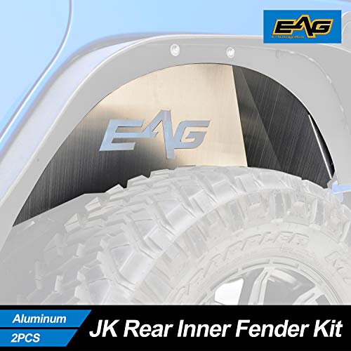 EAG Rear Inner Fender Liner Kit Silver Aluminum Fit for 0718 Wrangler