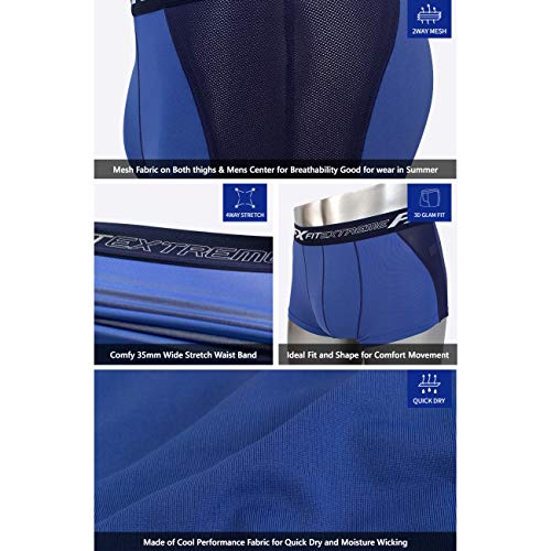 FITEXTREME Mens 5 Pack 2Way Mesh Cool Sporty Performance Short Boxer Briefs L