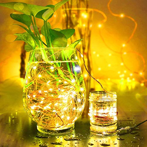 Led Fairy String Lights,2 Set 10m/33ft 100led Battery operated Copper Wire string lights with Remote Control ,8modes waterproof Decor lights Starry Light For Indoor/outdoor Bottle Garden Bedroom Wedding,Tree