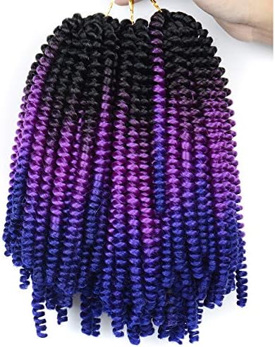 Ombre Spring Twist 3 Packs Crochet Braids Kanekalon Synthetic Hair 8 Inch Jumbo Twist Braiding Hair Extensions