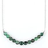 OdrillionGems Natural Gemstones Bar Necklace, Faceted Beads, 925 Sterling Silver, Healing Crystals, May Birthstone, Adjustable, Handmade, Women Jewelry, Valentine Gift