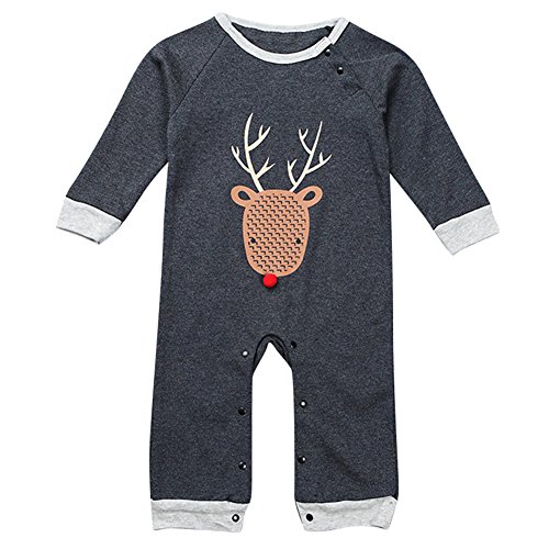 Lestore Baby Boy Long Sleeve Cartoon Romper Christmas Bodysuit Costume Outfits