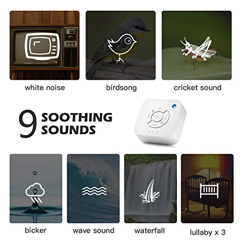 White Noise Machine,White Noise Sound Machine for Sleeping& Relaxation Sleep Sound Machine for Baby Adult Kid Natural Soothing Sound Sleep Therapy for Home Office Travel-Auto-Off Timer&Memory Function