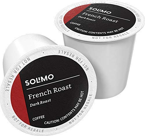AMAZON BRAND – SOLIMO DARK ROAST COFFEE PODS, FRENCH ROAST, COMPATIBLE WITH KEURIG 2.0 K-CUP BREWERS, 24 COUNT