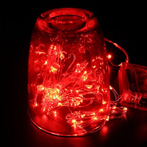 DVMRUIB 4.5V 3M/9.8Ft 30leds Led Ultra Thin AA Battery Operated Silver Wire String Light (Red)