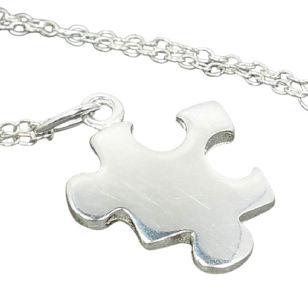 Sterling Silver Puzzle Piece Charm Necklace, 18" Handmade