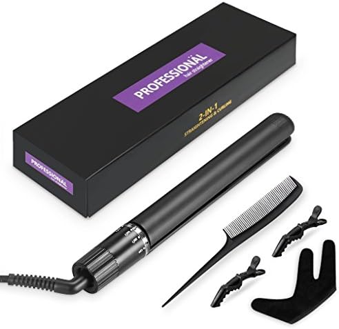 Hair Straighteners Professional Hair Straighteners 2 in 1 Hair Straightener and Curling Adjustable Temperature with Straightening Curling Iron for All Hair Types (Type 0)