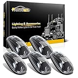 Partsam 5x Roof Running Cab Marker Light Clear Covers+Base Housing For 2003 - 2017 Dodge Ram 1500 2500 3500 4500 5500