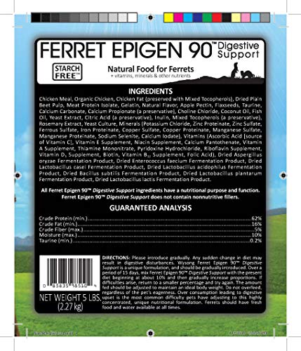 WYSONG FERRET EPIGEN 90 DIGESTIVE SUPPORT – DRY FERRET FOOD – 5 POUND BAG(PACK OF 1)