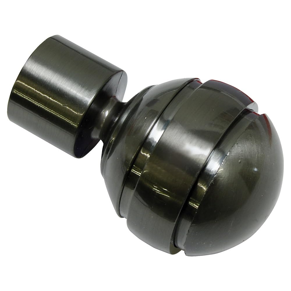 Gardinia End Caps for Curtain Rods, 2 x Finial Ball, Chicago Series, Metal, Titanium, 20 mm Diameter