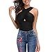 W YOU DI AN One Piece Swimsuit Bathing Suit for Women Sexy Tummy Control Front Cross Backless Monokini Swimwear Beachwear (Black, S)