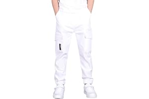 CAMLAKEE Boys Cargo Pants Stretch Elastic Waist School Kids Twill Joggers