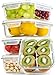 Bayco Large Glass Meal Prep Containers, 5 Pack, 36oz | 4.5cups, Food Storage With Lids, Airtight Bento Boxes, BPA Free & Leak Proof
