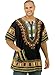 King-Sized Traditional Print Unisex Dashiki Top - 5 Sizes up to a 74 Inch Chest - Available in Several Colors (3X, Black)