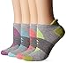 Champion Women's Double Dry 4-Pack Performance Heel Shield Socks, Grey/Grey Stripe/Assorted, 5-9