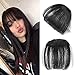 Reysaina Real Human Hair Flat Bangs Hand Tied Bangs Mini Fashion Clip-in Hair Extension #1B Natural Black
