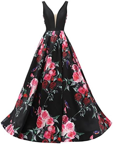 SHANGSHANGXI Evening Dresses for Women Plus Size Long 3D Rose Floral Print Prom Ball Gowns 14