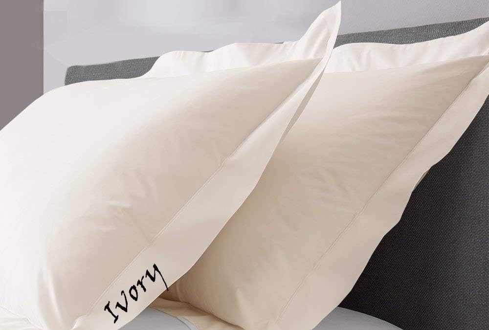 KP Linen Queen Size Ivory Pillow Shams Set of 2 - Luxury 400 Thread Count 100% Egyptian Cotton Cushion Cover Queen Size Decorative Pillow Cover King Pillow Sham (2 Pack, Queen Size 20'' x 30'')