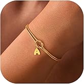 jollone Gold Bracelets for Women-Initial Bracelet with Love Knot, Adjustable Letter Bracelet Jewelry for Everyday Wear, Birthday, Christmas Gifts for Her